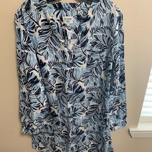 HIHO 100% Linen Palm Print Tunic- Size L